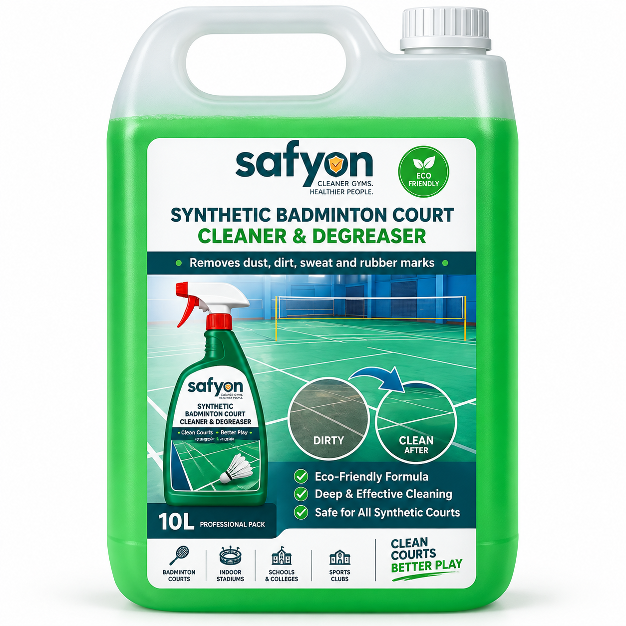 Synthetic Badminton Court Cleaner Liquid 10L | SAFYON Global