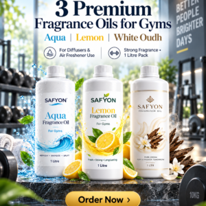 SAFYON Premium Gym Fragrance Oil Combo – 3 Litre | Aqua, Lemon & White Oudh